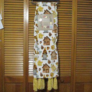 Oakville Road NWT blanket/throw with tassel fringe & gnomes, fall decor 50"x70"